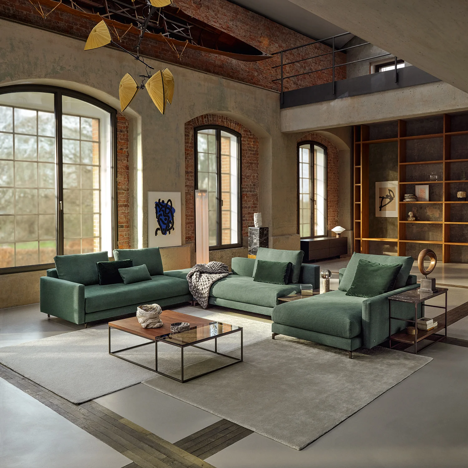 rolf benz | nuvola sofa + footstool | fabric beige grey 26384 + marrone metallic legs - Image 12
