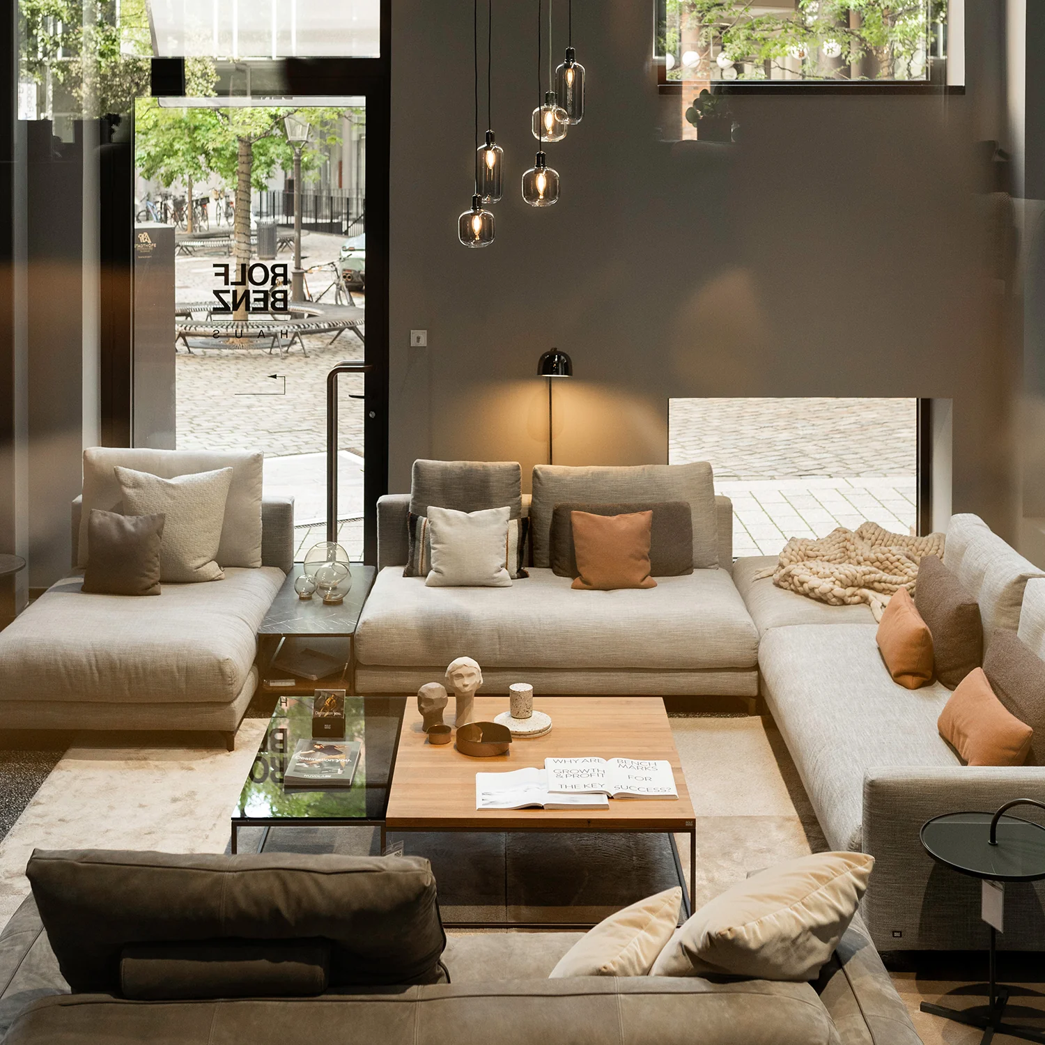 rolf benz | nuvola sofa + footstool | fabric beige grey 26384 + marrone metallic legs - Image 30