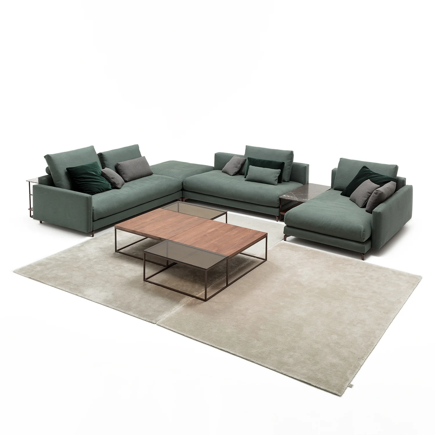 rolf benz | nuvola sofa + footstool | fabric beige grey 26384 + marrone metallic legs - Image 8