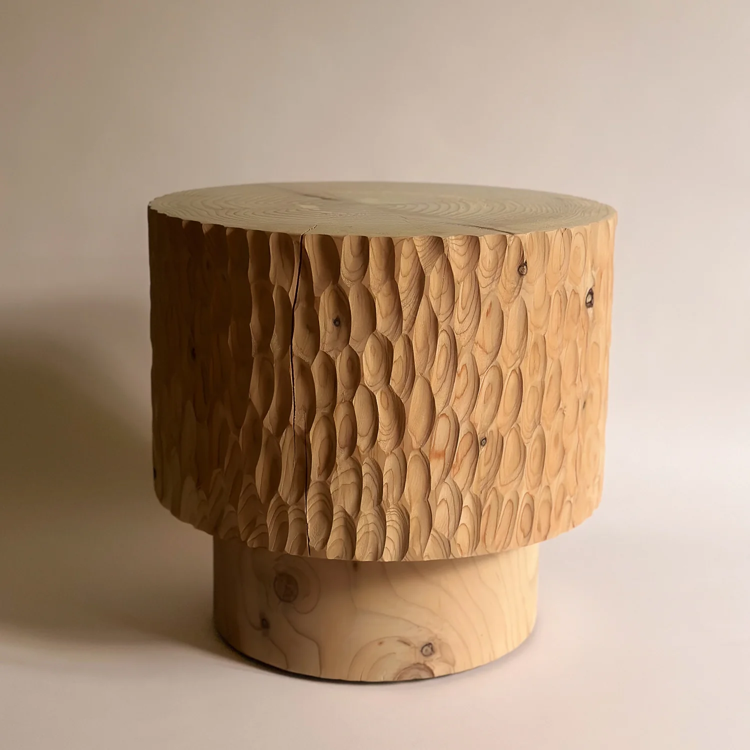 studio nikco | wooden stool / side table | stepped no.3 carved - Image 3