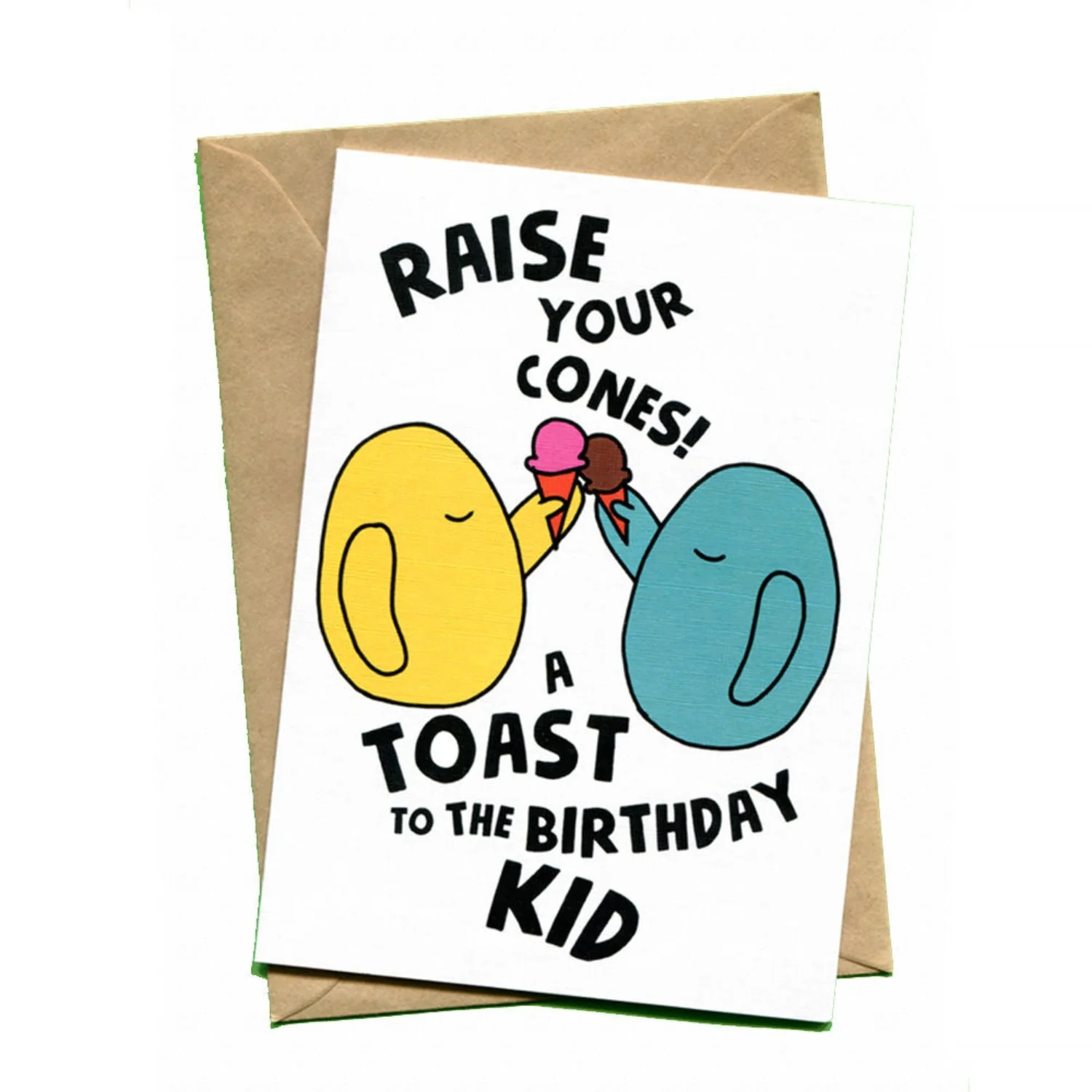 things by bean | greeting card | raise your cones to birthday kid - LC
