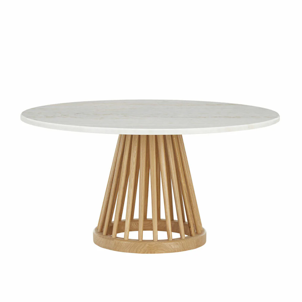 tom dixon | fan coffee table | natural base + white marble