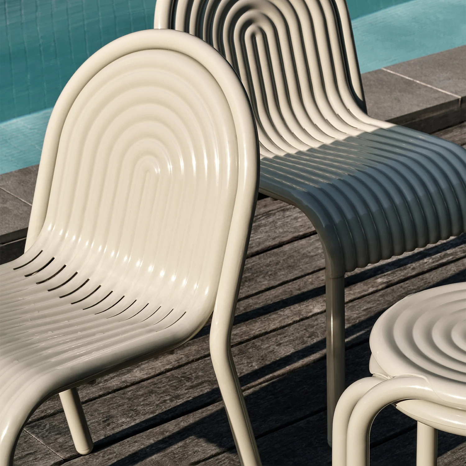 tom dixon | groove outdoor stool | putty - Image 6